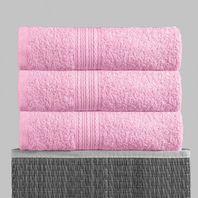 Полотенце махровое с бордюром (Светло-розовый)